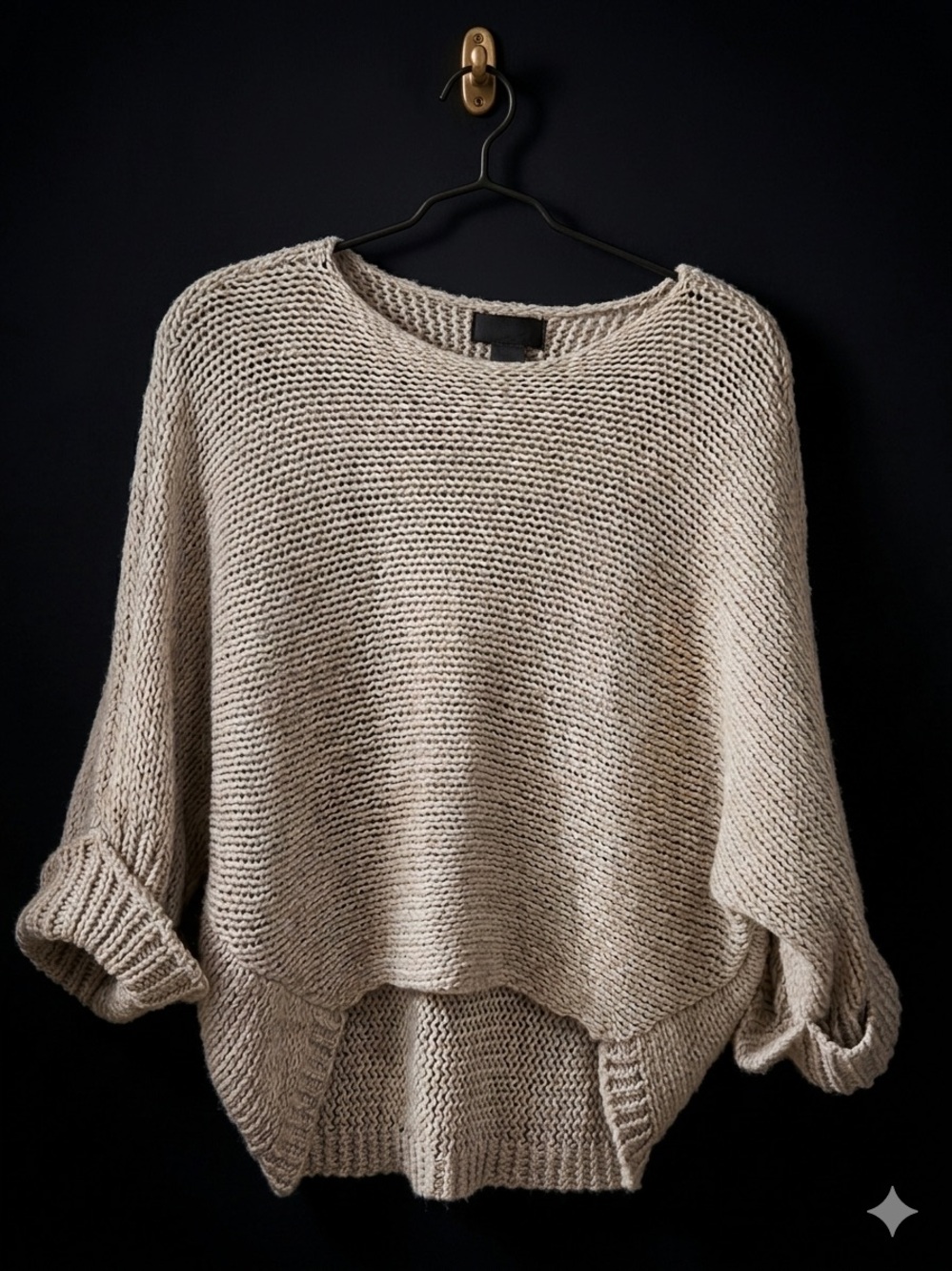 Berretti Italy Cream Loose Open Knit Oversized Slouchy Dolman Sweater OS